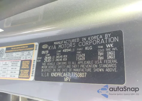 2020 Kia Sportage Sx Turbo из США, поврежденный, VIN KNDPRCA67L7750807